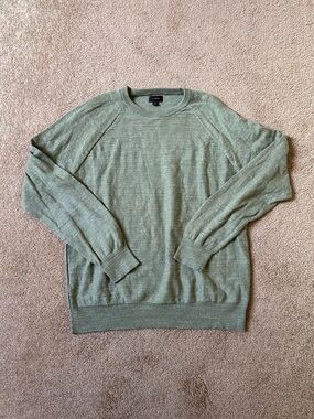 J Crew Men’s Medium 100% Light Green Cotton Sweater Lightweight